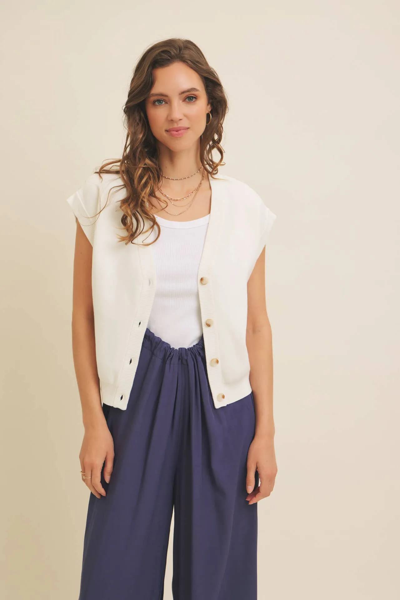 Button Down Sweater Vest Cardigan