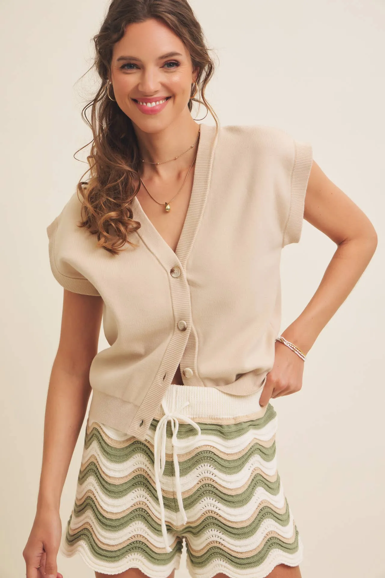 Button Down Sweater Vest Cardigan