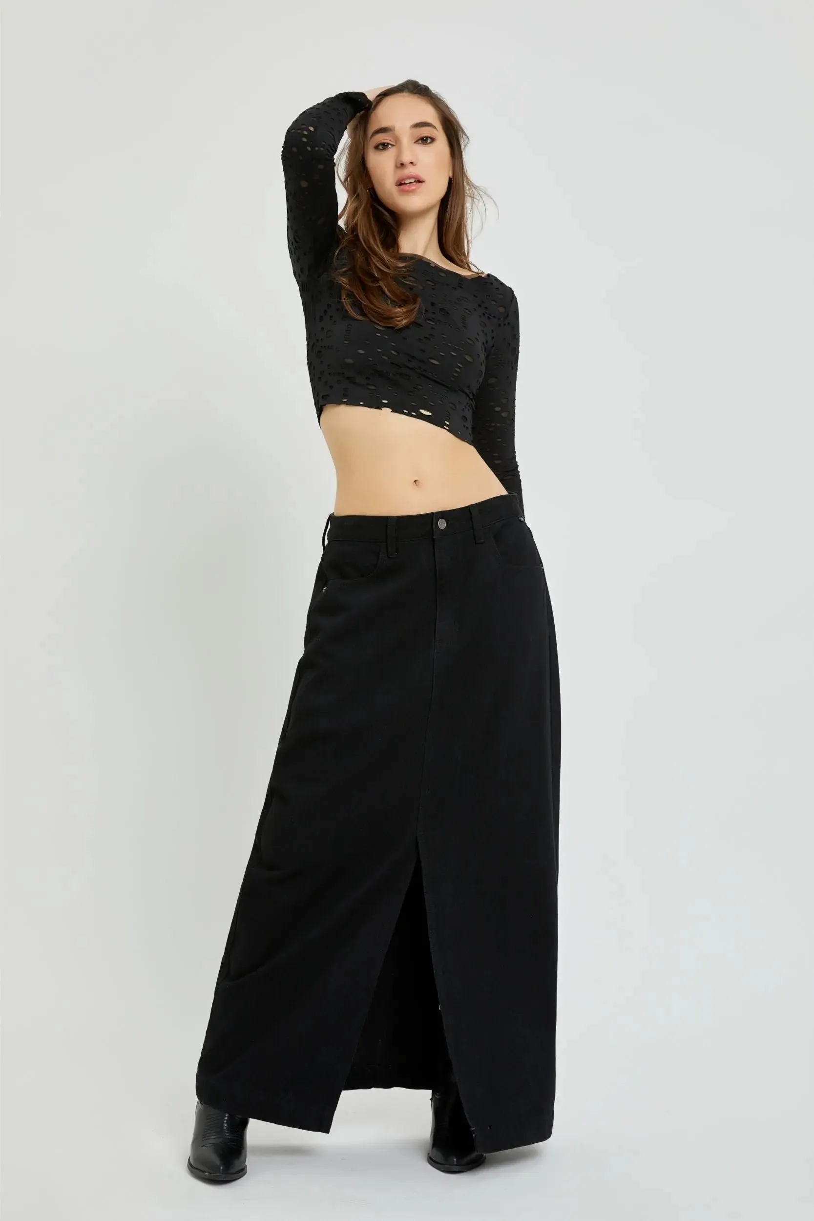 Cello Jeans Basic Mid Waisted Maxi Skirt – Effortless Style & Comfort