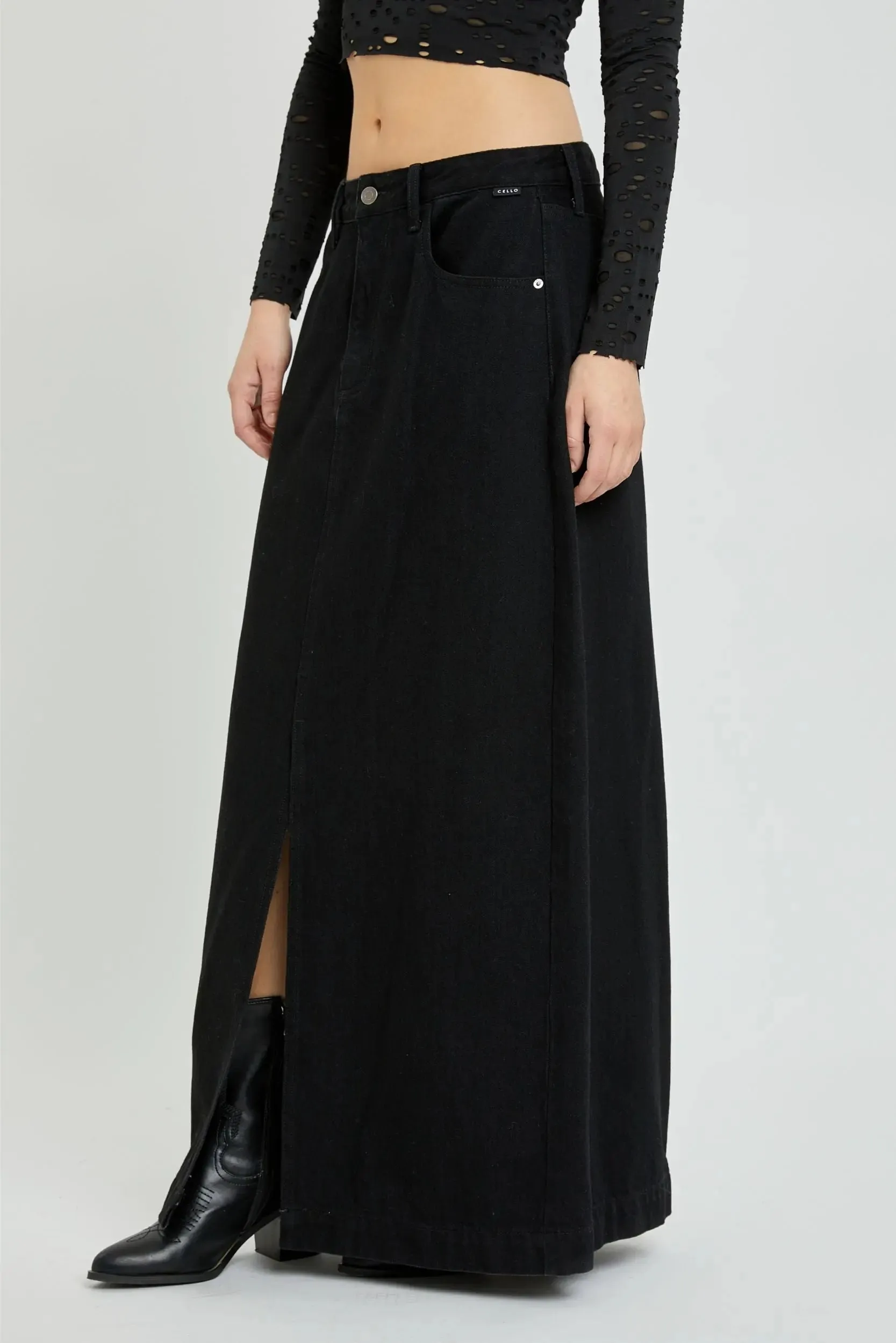 Cello Jeans Basic Mid Waisted Maxi Skirt – Effortless Style & Comfort