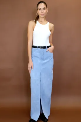 Chicago Suede Skirt Sky Blue