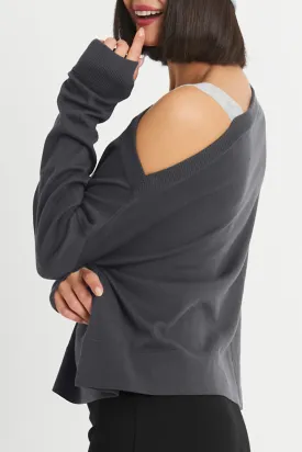 Cut Away Contrast Sweater