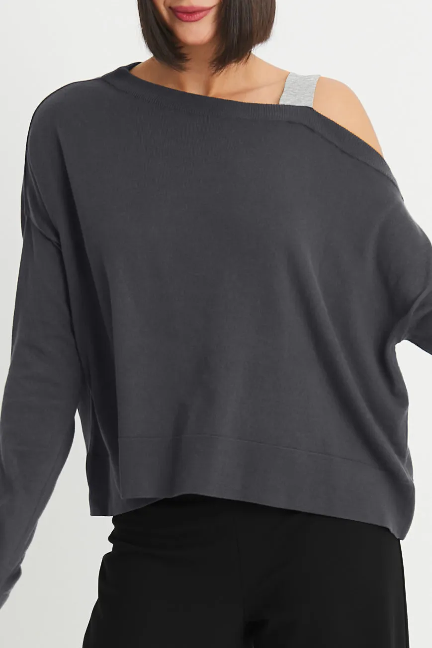 Cut Away Contrast Sweater