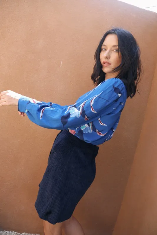 Estelle Corduroy Skirt - Deep Navy