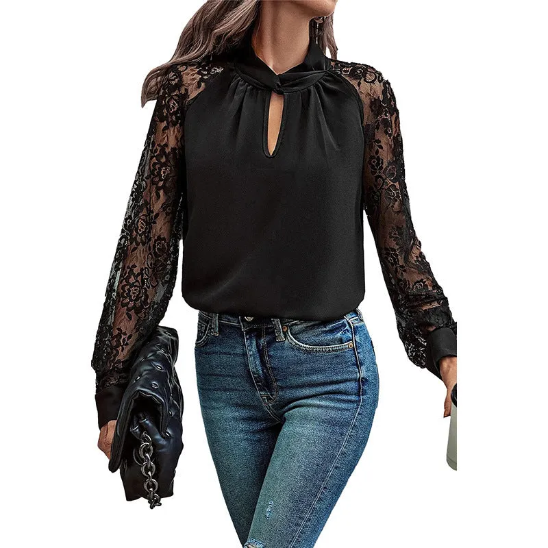 Fashion Lace Stitching Long-Sleeved Shirt