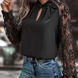 Fashion Lace Stitching Long-Sleeved Shirt