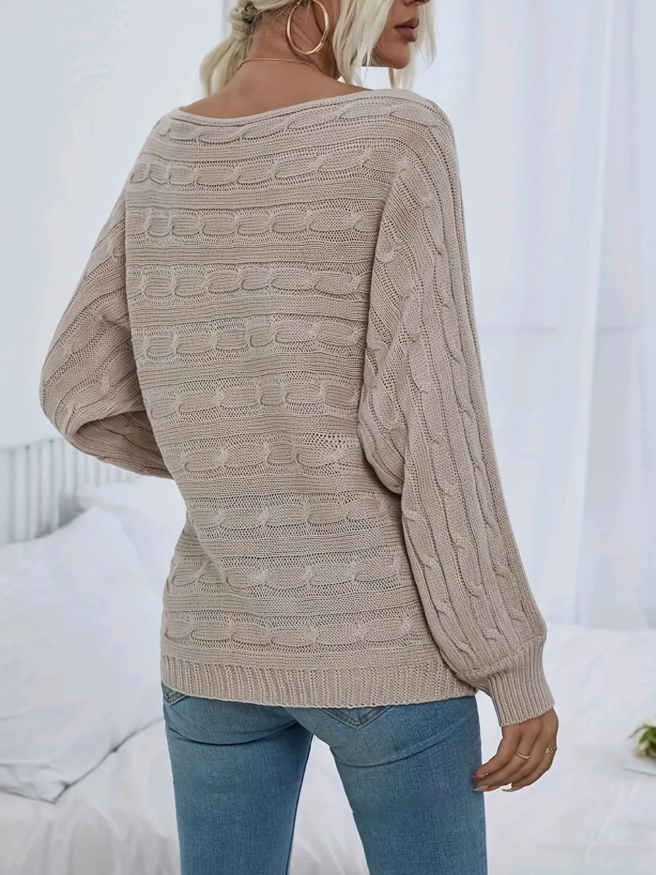Fashion Off-Neck Pullover Sweater