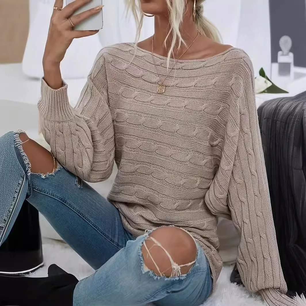 Fashion Off-Neck Pullover Sweater