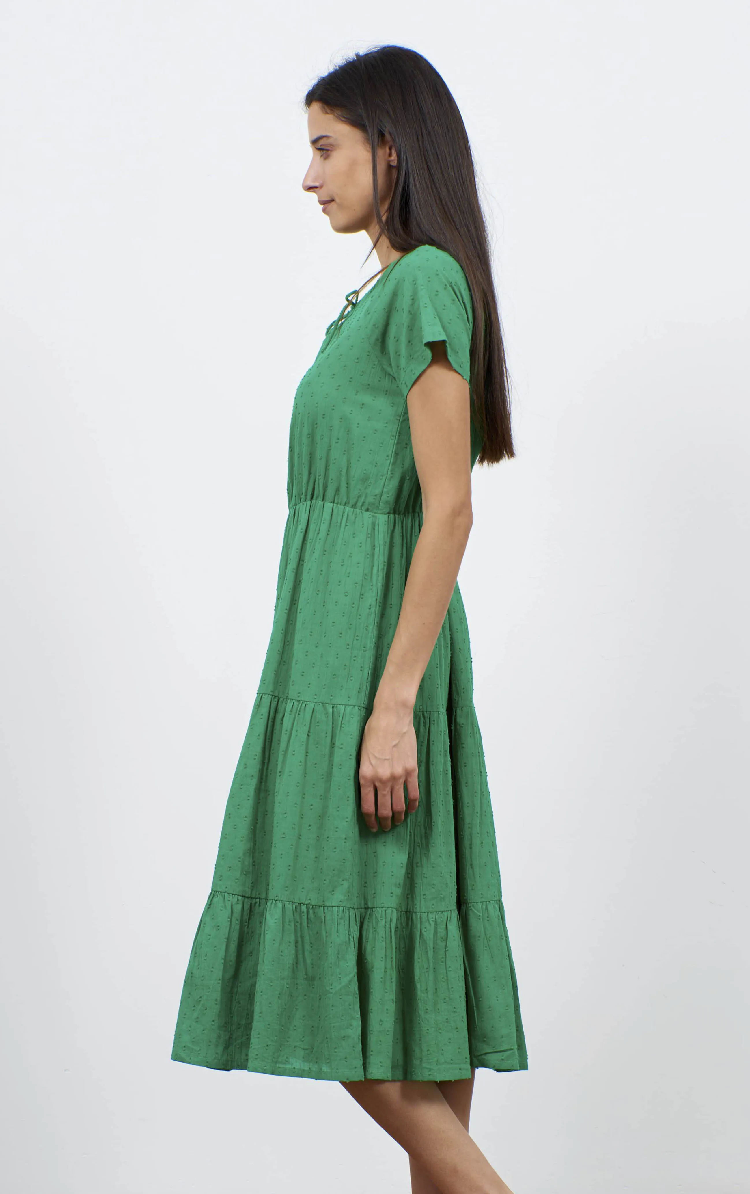 Folk Green Dobby Dress