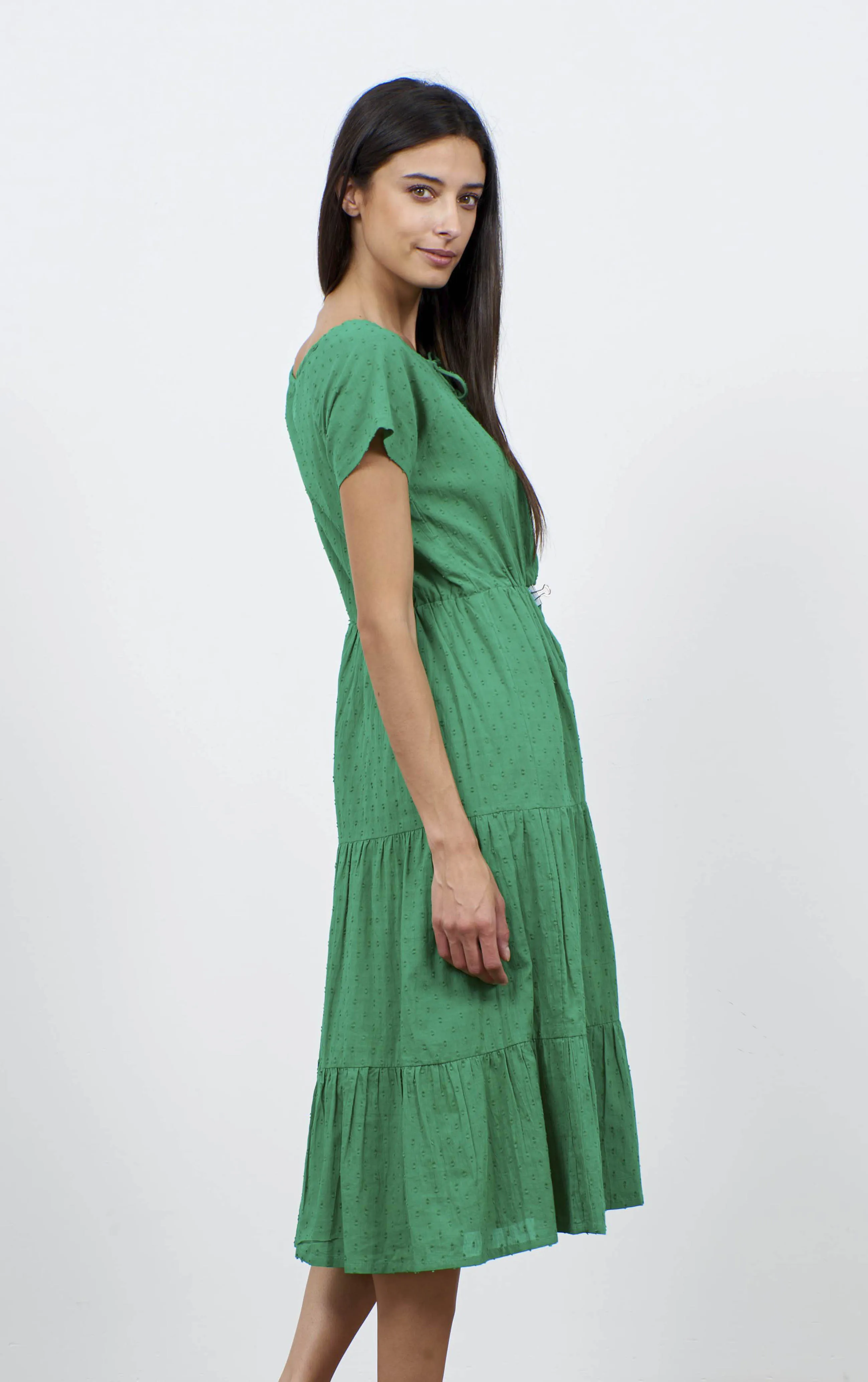 Folk Green Dobby Dress