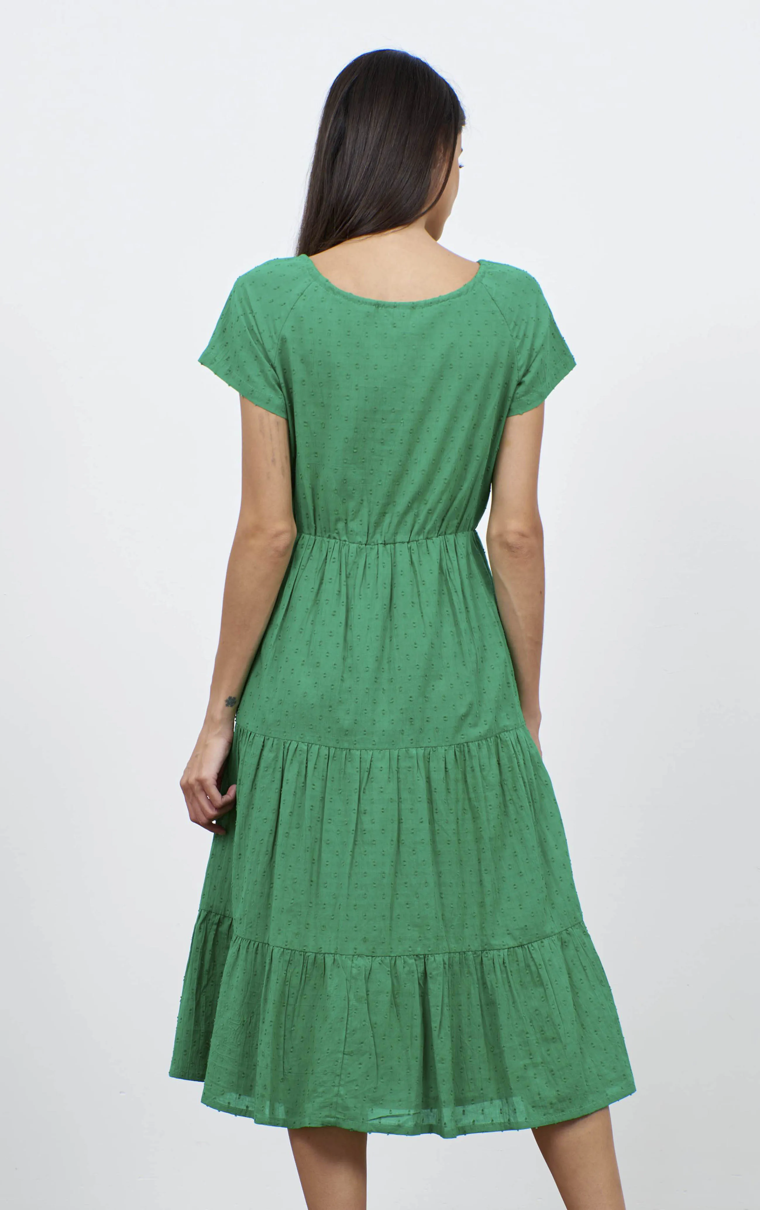 Folk Green Dobby Dress