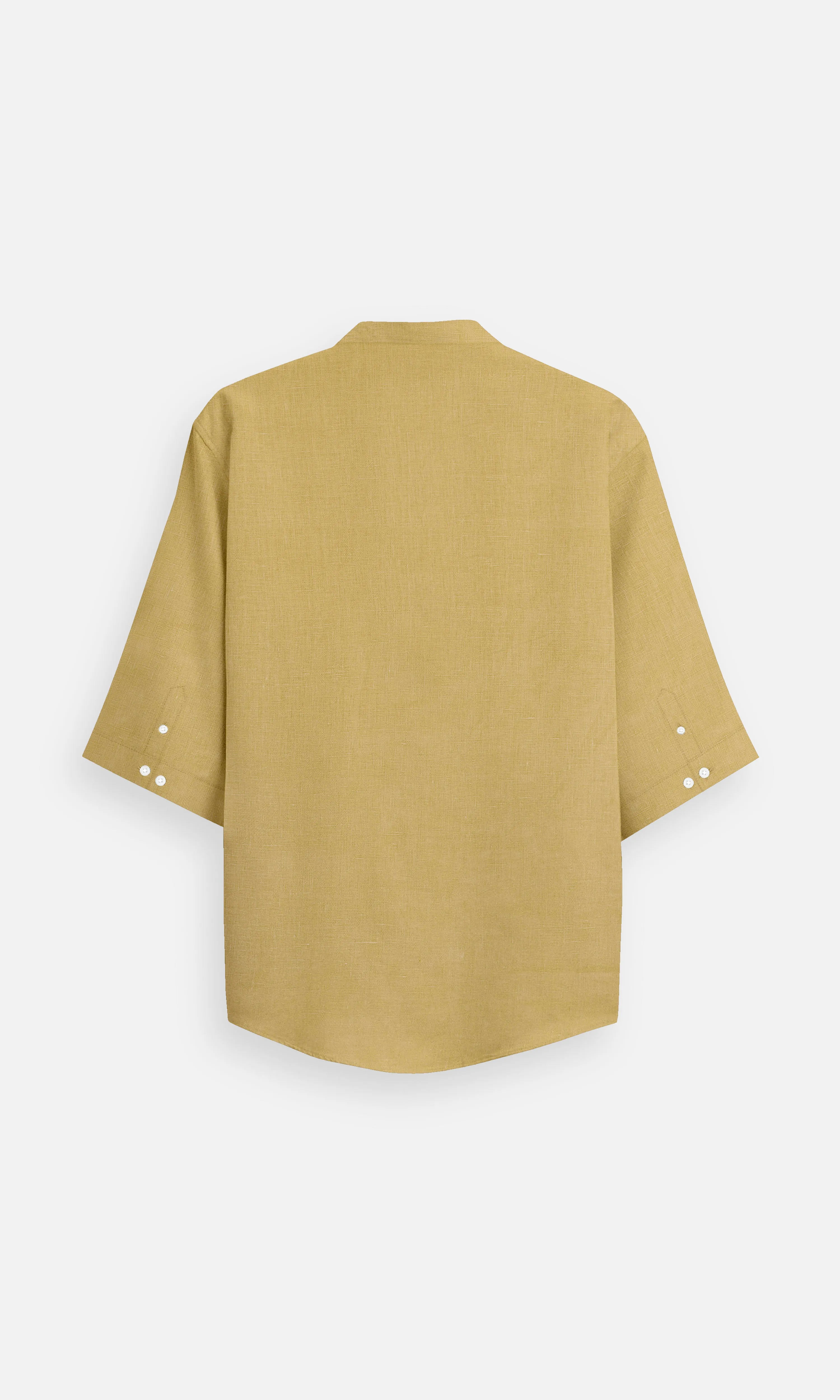 Golden Mustard Plain Regular Pure Linen Kurta Style Shirt - AddysForMen