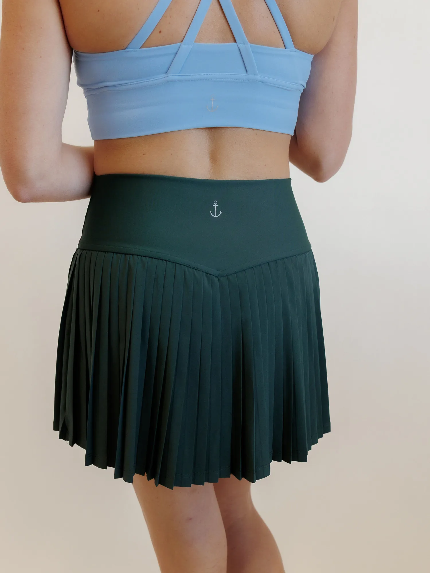 Hunter Green "Maddie" Full Pleat Active Skirt with Pockets in Shorts Liner