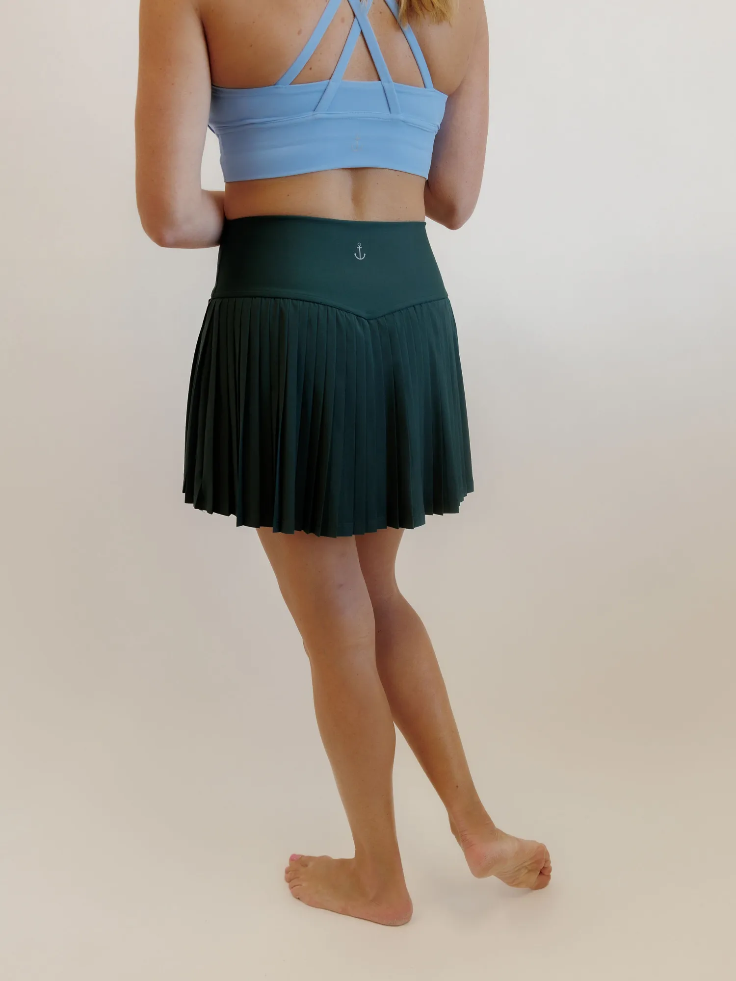 Hunter Green "Maddie" Full Pleat Active Skirt with Pockets in Shorts Liner