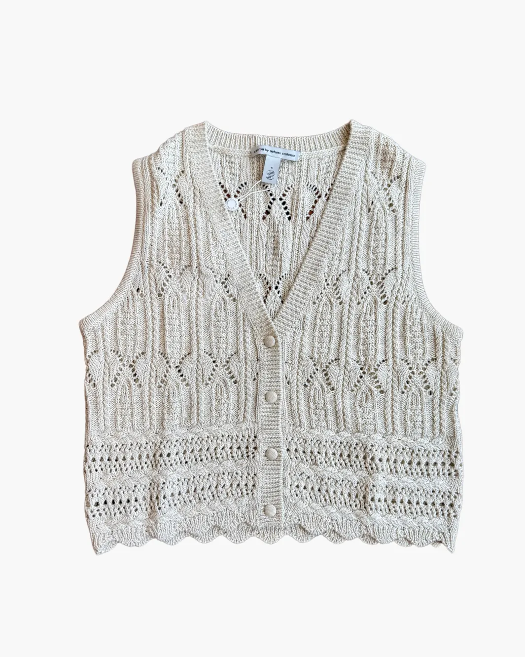 MIXED STITCH VEST IN HEMP