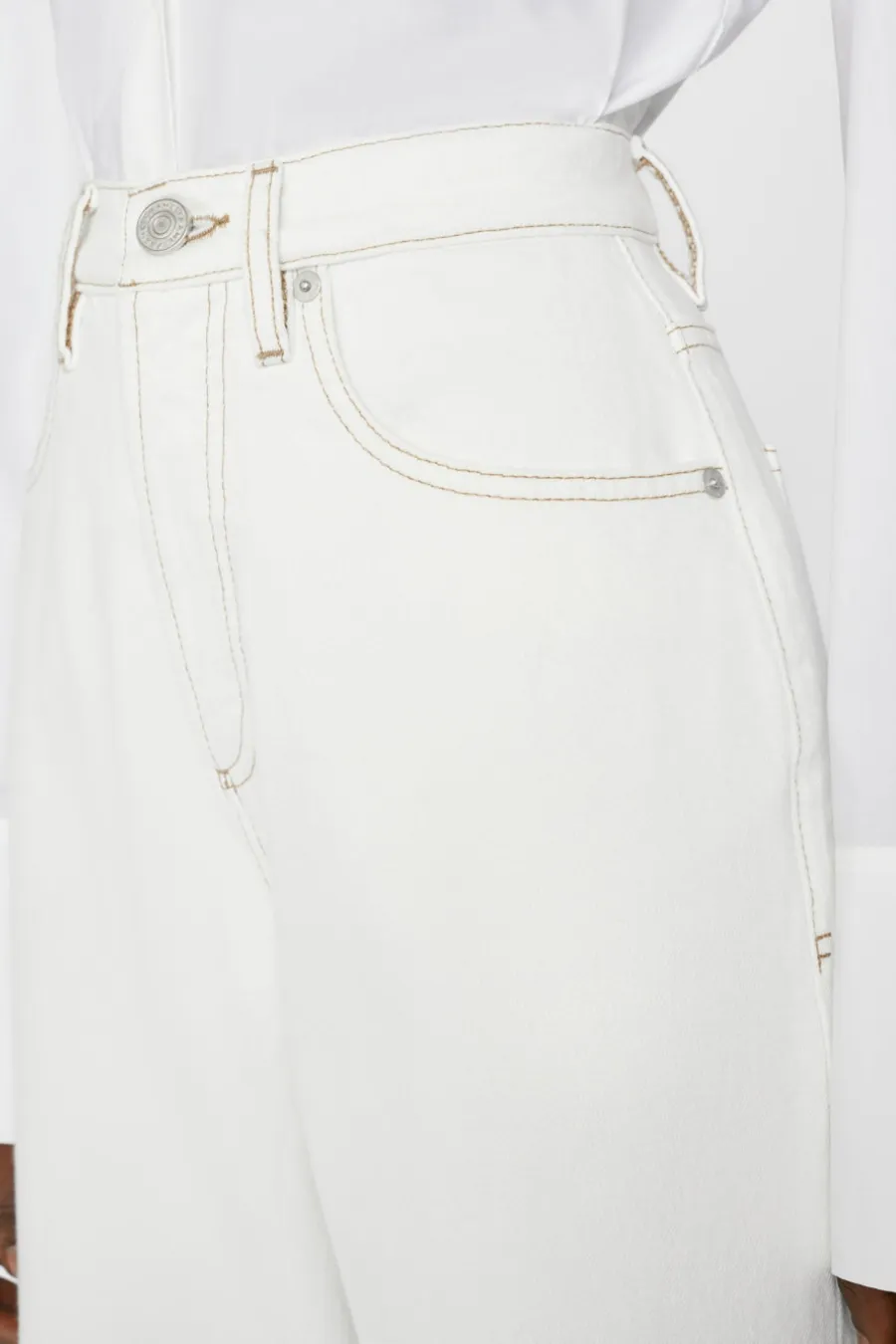 Rolled High Rise Wide Leg Ecru