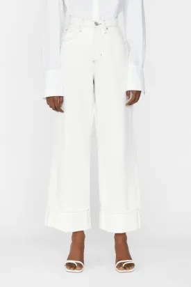 Rolled High Rise Wide Leg Ecru